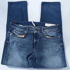 Rag & Bone Dre Low-Rise Slim Boyfriend Size 28 Blue Jeans WDD19H2643C7SP